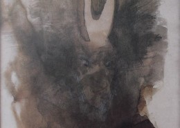Ce détail d'un dessin de Victor Hugo représente l'apparition, sur un fond sombre, d'un masque de démon grimaçant.