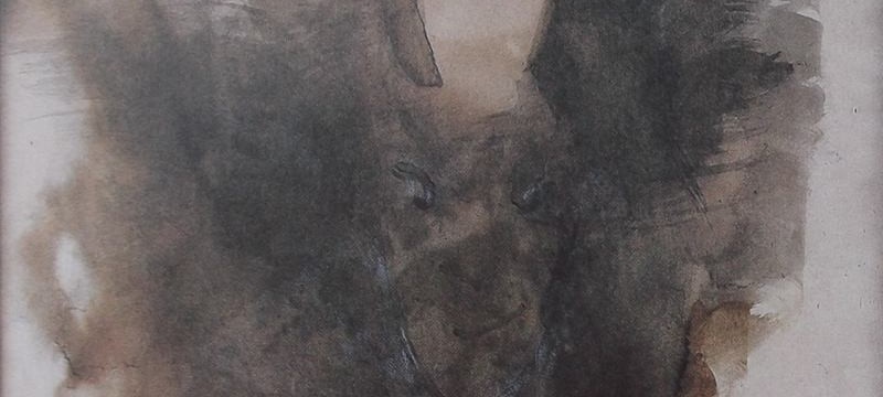 Ce détail d'un dessin de Victor Hugo représente l'apparition, sur un fond sombre, d'un masque de démon grimaçant.