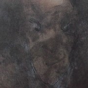 Ce détail d'un dessin de Victor Hugo représente un visage d'ombre (le diable) qui regarde en coin avec un regard torve, en bon théologien.