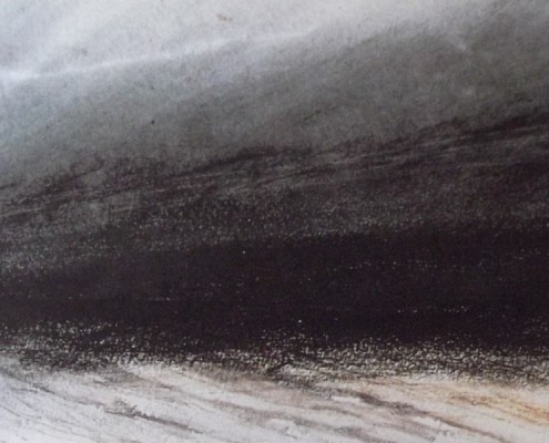 Ce détail d'un dessin de Victor Hugo est un tableau abstrait qui représente une ligne d'horizon entre ciel et océan.