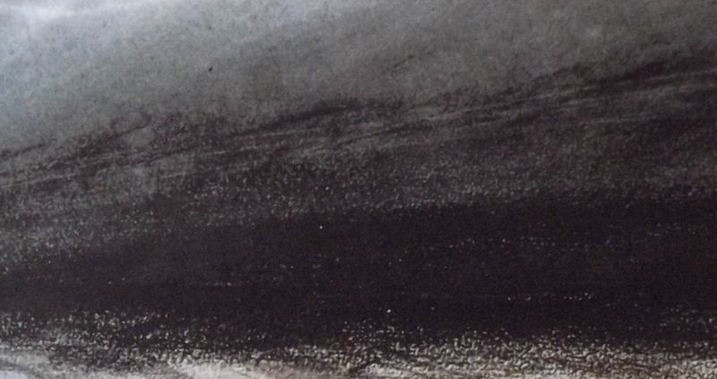 Ce détail d'un dessin de Victor Hugo est un tableau abstrait qui représente une ligne d'horizon entre ciel et océan.