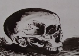 Ce détail d'un dessin de Victor Hugo représente un crâne humain, vu de profil.