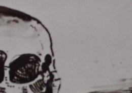 Ce détail d'un dessin de Victor Hugo représente les yeux d'une tête de mort, quand le corps est rendu à la nature, et que les os prennent la majesté des marbres.