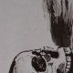 Ce détail d'un dessin de Victor Hugo représente la face d'un crâne humain, ses yeux vides tournés vers le haut.