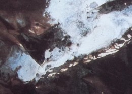 Ce détail d'un dessin de Victor Hugo représente un voile d'écume d'argent sur le "sombre océan".