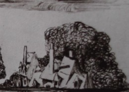 Ce détail d'un dessin de Victor Hugo représente un village féerique, dans l'écrin du pampre de la vigne.