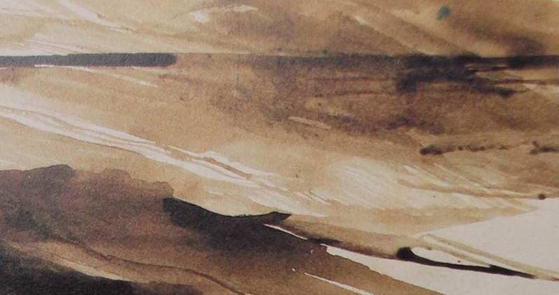 Ce détail d'un dessin de Victor Hugo représente des dunes en bord d'océan. Des paroles, invisibles à l’œil, y naissent.