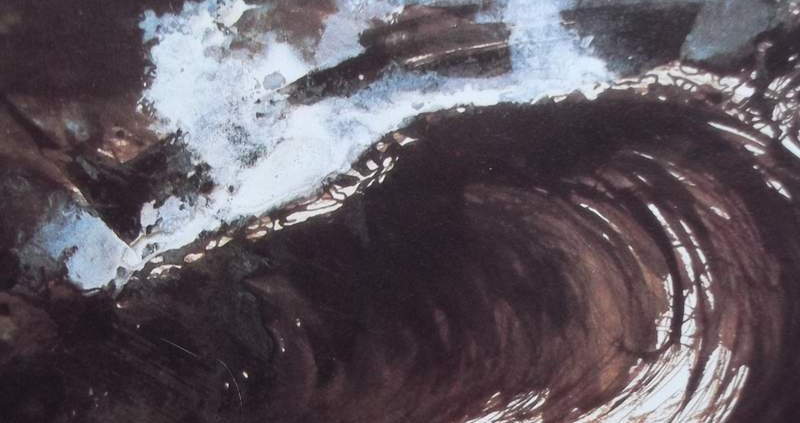 Ce détail d'un dessin de Victor Hugo représente une grosse vague de l'océan, onde d'énergie bousculant tout sur son passage. Des voiles d'écume la surmonte.
