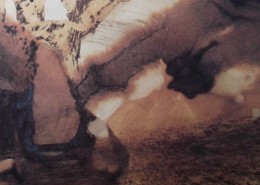 Ce détail d'un dessin de Victor Hugo représente une source qui semble sortir d'une bouche ouverte en un cri, qui pourrait être celui de Munch.