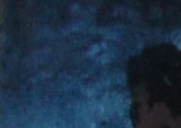 Ce détail d'un dessin de Victor Hugo représente un ciel bleu de nuit, de la couleur du manteau du mendiant.