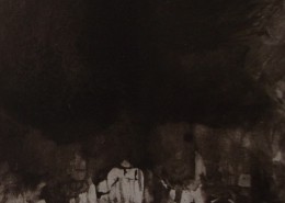 Ce détail d'un dessin de Victor Hugo représente, sous l'ombre, une forme imperceptible qui rampe.
