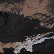 Ce détail d'un dessin de Victor Hugo représente « la vaste aventure des flots », opposant l'ombre des profondeurs à la blancheur de l'écume.