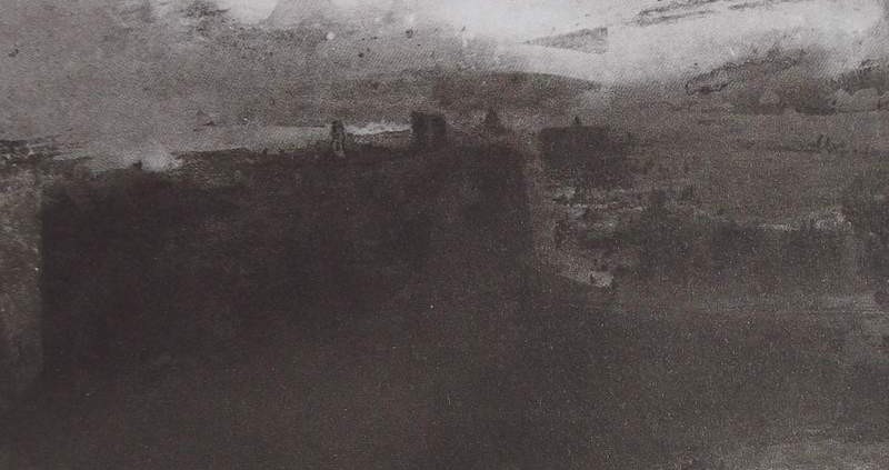 Ce détail d'un dessin de Victor Hugo représente une vue de Paris, avec avec la lueur du couchant.