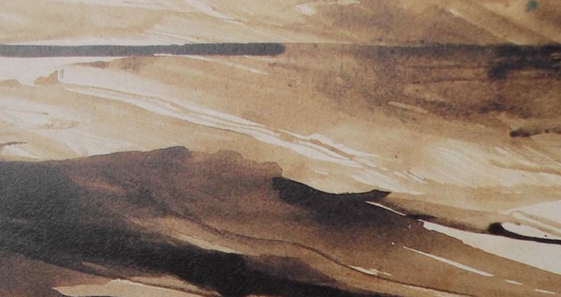Ce détail d'un dessin de Victor Hugo représente, en douces ondulations sable, "la chanson des amours".