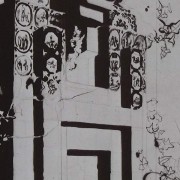 Ce détail d'un dessin de Victor Hugo représente le fronton de la cheminée de la salle à manger de Hauteville-House.