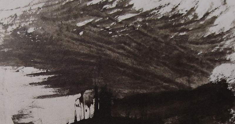 Ce détail d'un dessin de Victor Hugo représente une demeure sous l'orage.