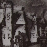 Ce détail d'un dessin de Victor Hugo représente "le toit d'une pauvre demeure", dans laquelle un couple vitupère.