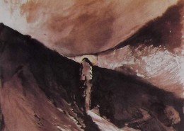 Ce détail d'un dessin de Victor Hugo représente un pont au-dessus d'un charmant vallon, près de l'océan.