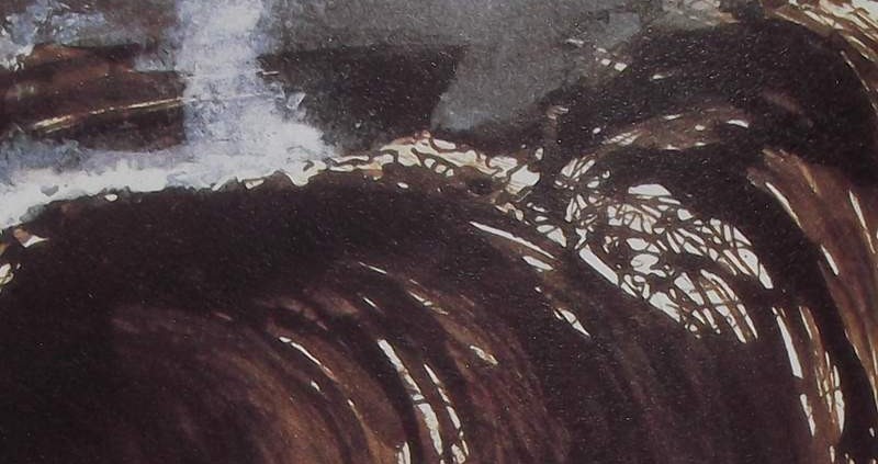 Ce détail d'un dessin de Victor Hugo représente une crête de vague. Une gerbe d'écume en forme de corne la surmonte, une sorte de tête de cheval apparaît sur la droite du dessin, surgi de la vague (est-ce Pégase ?).
