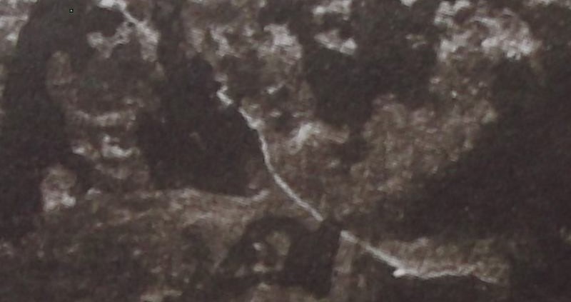 Ce détail d'un dessin de Victor Hugo représente une étrange silhouette, belette ailée ?, qui se profile devant les ombres des "ruines d'une abbaye".