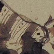 Ce détail d'un dessin de Victor Hugo représente le décolleté, et un sein nu, d'une femme dont on ne voit pas la "main colère".
