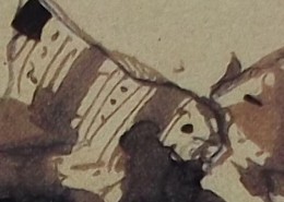 Ce détail d'un dessin de Victor Hugo représente le décolleté, et un sein nu, d'une femme dont on ne voit pas la "main colère".