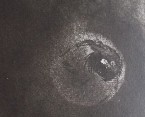Ce détail d'un dessin de Victor Hugo représente la Terre, "tempête d'âmes", qui porte des "berceaux endormis".