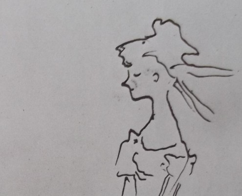 Ce détail d'un dessin de Victor Hugo représente une femme qui éveille des pensée d'"amour, d'extase et d'ivresse" chez le poète.