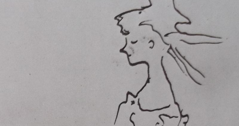 Ce détail d'un dessin de Victor Hugo représente une femme qui éveille des pensée d'"amour, d'extase et d'ivresse" chez le poète.