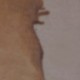 Ce détail d'un dessin de Victor Hugo représente les yeux, le nez et la bouche boudeuse d'un profil renversé de femme, dont on a supprimé l’œil.