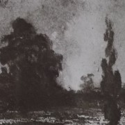 Ce détail d'un dessin de Victor Hugo représente un feu (l'ardente jalousie, âcre et fatal poison ?) au loin dans la forêt.